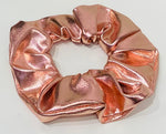 Metallic Pink faux leather scrunchie
